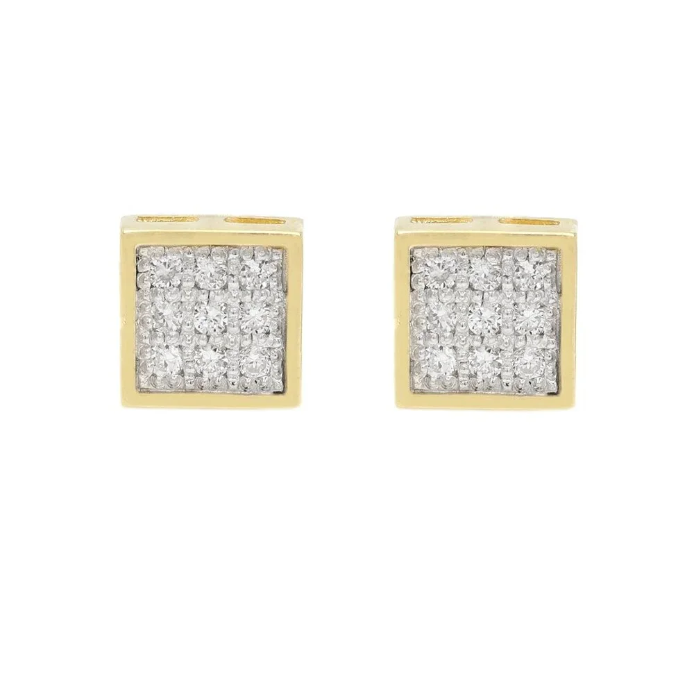14k Small Square Diamond Earrings Lab Diamonds Studs Real 14k Gold - Picture 6 of 6